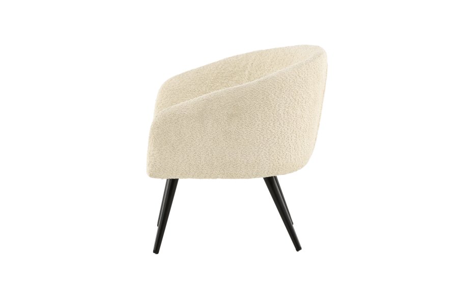 VENTURE DESIGN Fluffy brnestol - hvid bamsestof polyester og sort stl