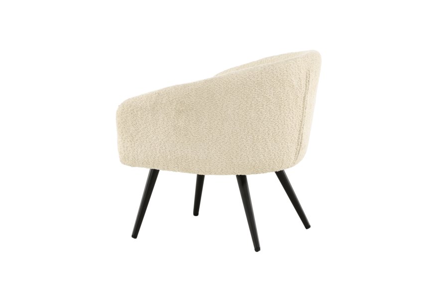 VENTURE DESIGN Fluffy brnestol - hvid bamsestof polyester og sort stl