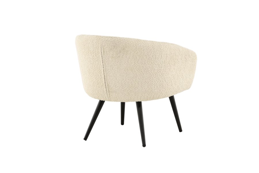 VENTURE DESIGN Fluffy brnestol - hvid bamsestof polyester og sort stl