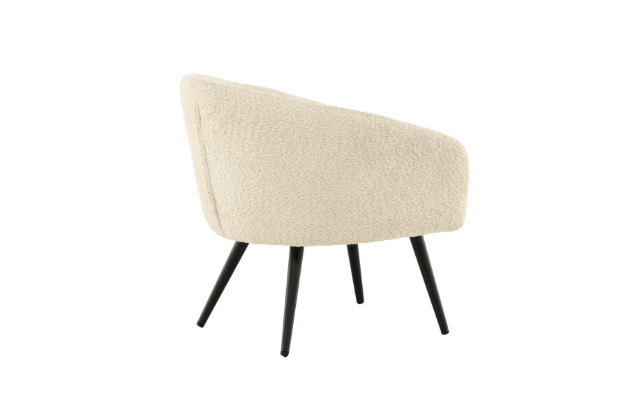 VENTURE DESIGN Fluffy brnestol - hvid bamsestof polyester og sort stl