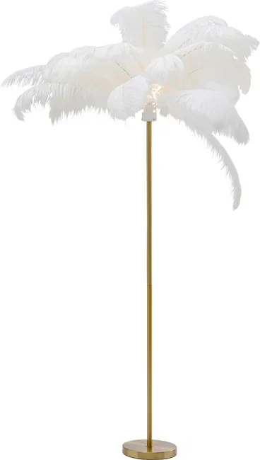 KARE DESIGN Feather Palm gulvlampe - hvid strudsefjer og messing stl
