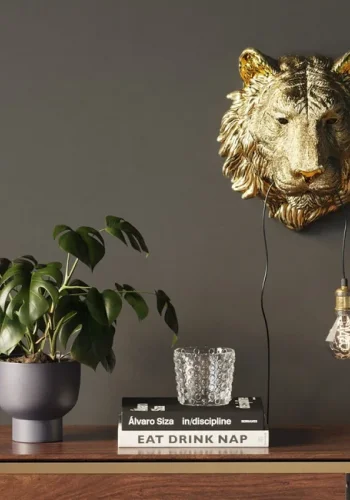 KARE DESIGN Animal Tiger Head vglampe - guld polyresin og aluminium