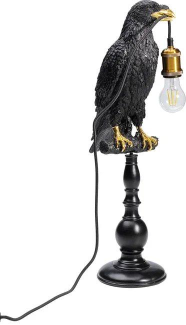 KARE DESIGN Animal Sitting Crow bordlampe - sort polyresin og guld aluminium (H:61cm)