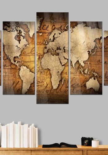 Artgeist Acrylic prints Bronze map - Verdenskort trykt p plexiglas, 5-delt- Flere strrelser