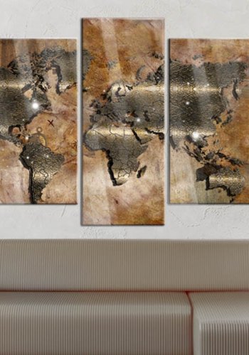 Artgeist Steel Map - Verdenskort trykt p plexiglas, 5-delt - Flere strrelser