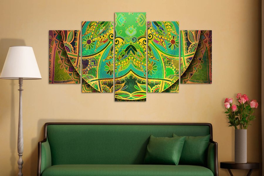 Artgeist billede - Mandala: Green Energy, p lrred, to strrelser