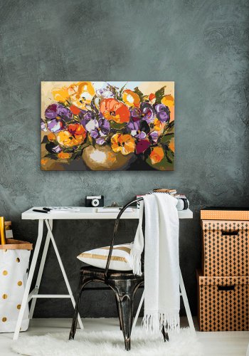 ARTGEIST DIY lrred maleri - Vase Of Pansies, Vase med blomster,
