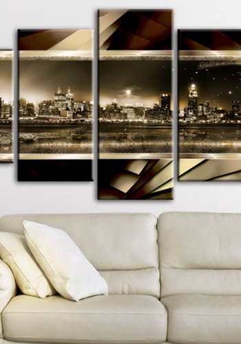 Artgeist billede - New York: Starry night - sepia, p lrred