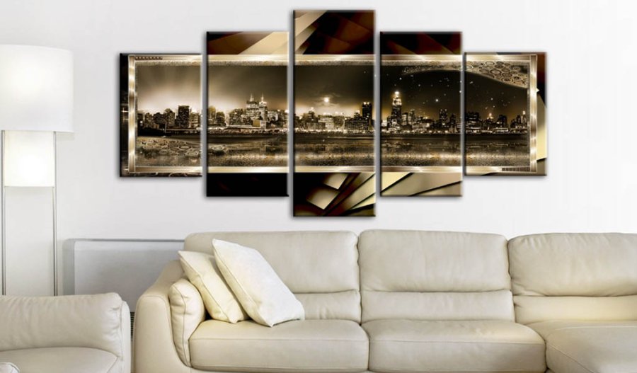 Artgeist billede - New York: Starry night - sepia, p lrred