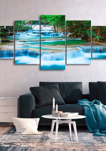 Artgeist billede - Waterfall in Kanchanaburi (5 Parts) Wide, p lrred