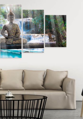 Artgeist billede - Buddha and Waterfall, p plexiglas, to strrelser