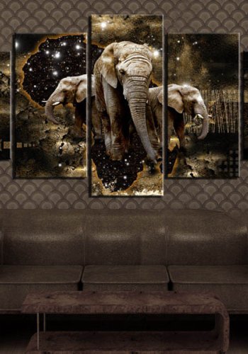 Artgeist Billede af Elefant - Brown Elephants, p lrred (flere strrelser)