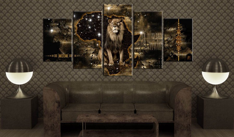 Artgeist billede - Golden Lion, p lrred,  to strrelser