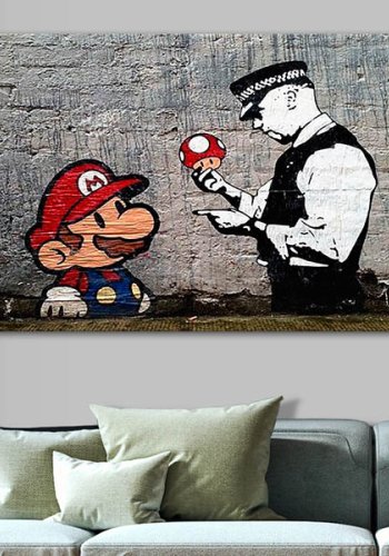 Artgeist Billede - Mario and Cop by Banksy, Lrred