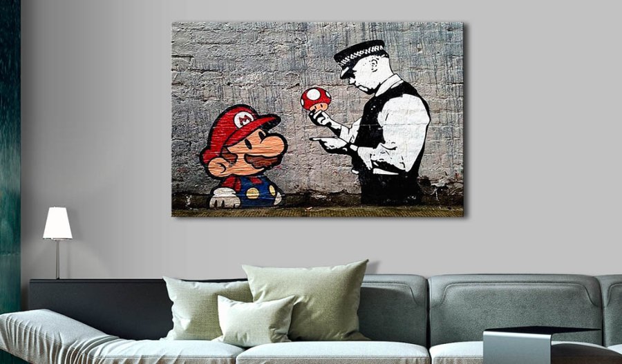 Artgeist Billede - Mario and Cop by Banksy, Lrred