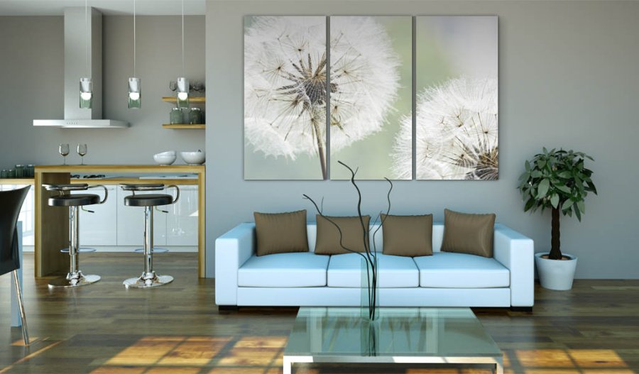 Artgeist billede - Fluffy dandelions, lrred og genbrugstr