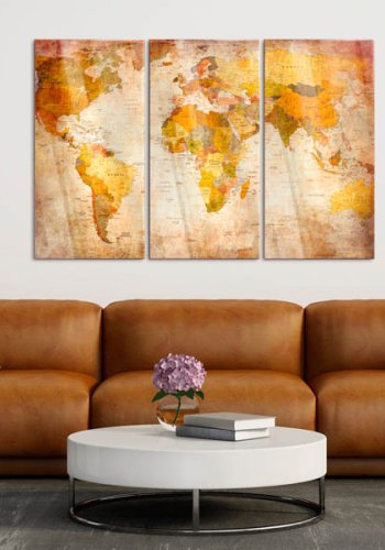 Artgeist verdenskort - Antique Journeys plexiglas billede, 3-delt - flere strrelser