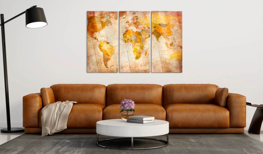 Artgeist verdenskort - Antique Journeys plexiglas billede, 3-delt - flere strrelser