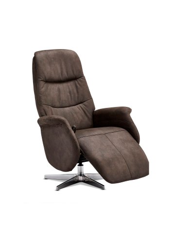 Delta recliner stol - brun-gr stof, m. armln