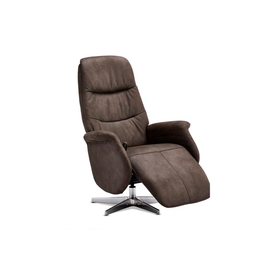 Delta recliner stol - brun-gr stof, m. armln