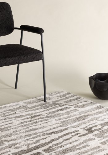 VENTURE DESIGN Milos gulvtppe, rektangulr - hvid/gr micropolyester (395x295)