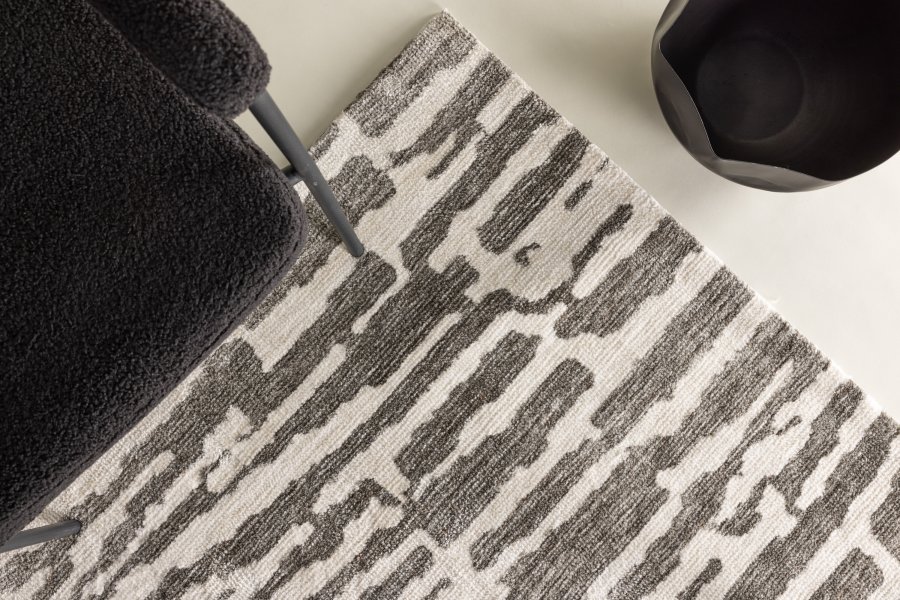 VENTURE DESIGN Milos gulvtppe, rektangulr - hvid/gr mikropolyester (290x200)