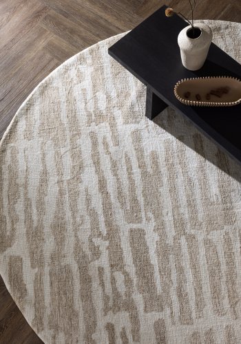 VENTURE DESIGN Milos gulvtppe, rund - hvid/beige mikropolyester (200)