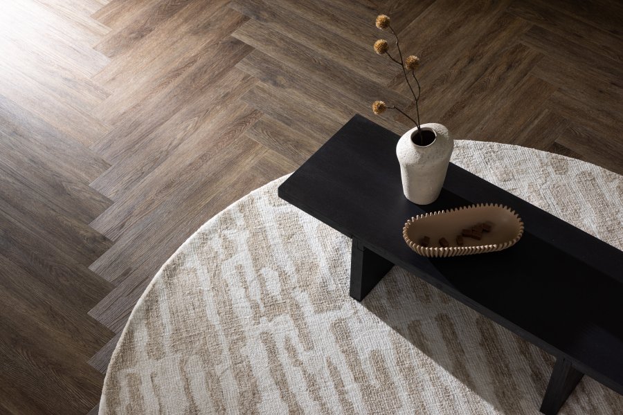 VENTURE DESIGN Milos gulvtppe, rund - hvid/beige mikropolyester (200)