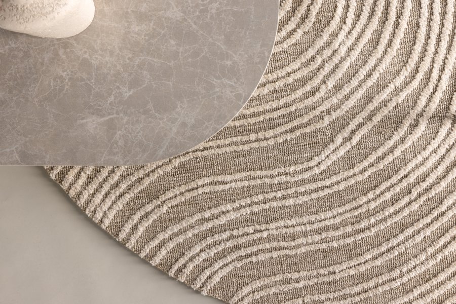 VENTURE DESIGN Melle Tppe Melle Micropolyester - 200*200- -Rund-Ivory Beige