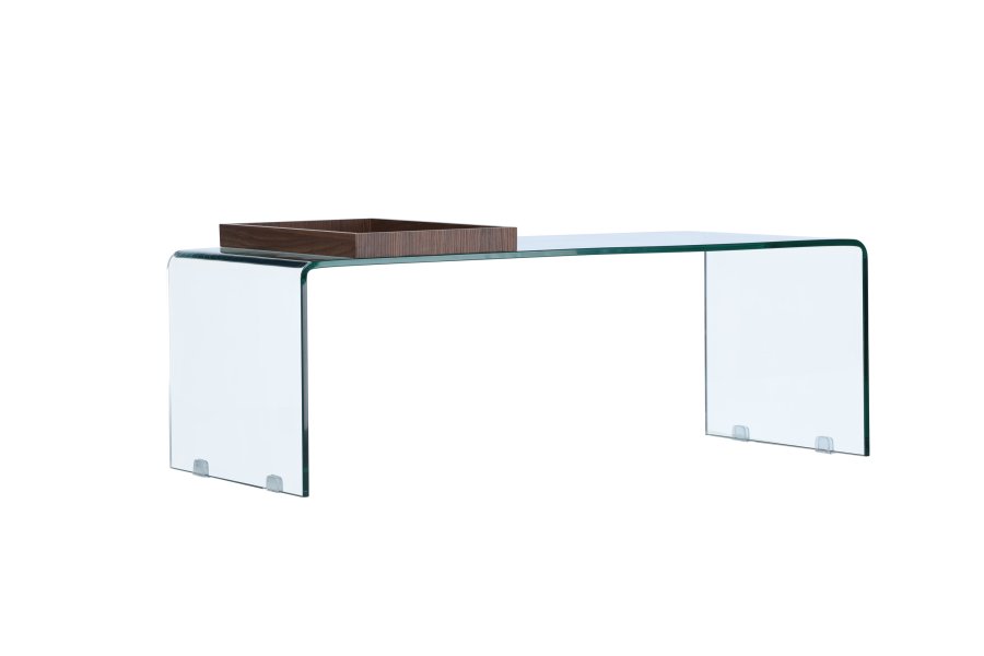 VENTURE DESIGN Telemark sofabord, m. trbakke, rektangulr - klar glas (110x50)