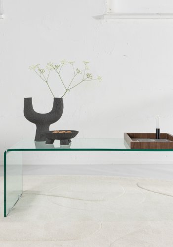 VENTURE DESIGN Telemark sofabord, m. trbakke, rektangulr - klar glas (110x50)