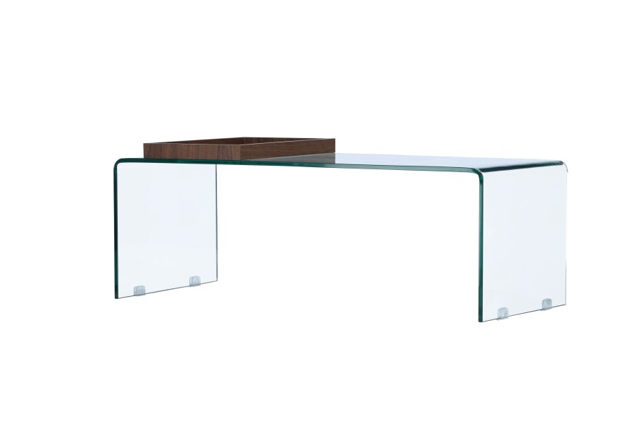 VENTURE DESIGN Telemark sofabord, m. trbakke, rektangulr - klar glas (110x50)