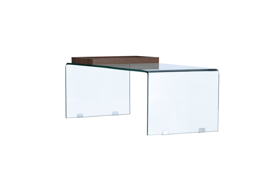 VENTURE DESIGN Telemark sofabord, m. trbakke, rektangulr - klar glas (110x50)