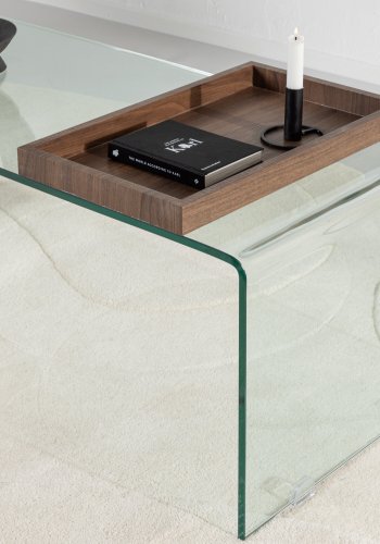 VENTURE DESIGN Telemark sofabord, m. trbakke, rektangulr - klar glas (110x50)