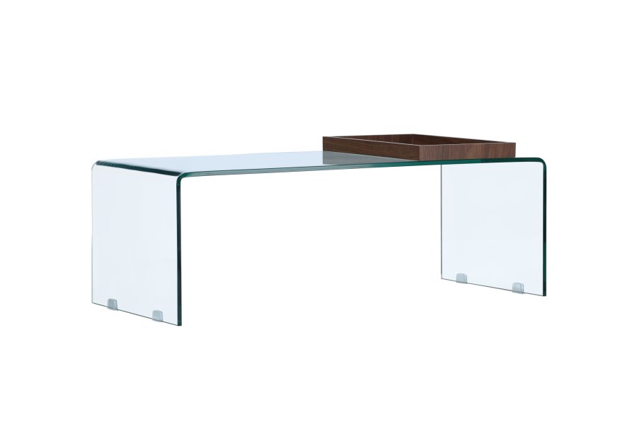 VENTURE DESIGN Telemark sofabord, m. trbakke, rektangulr - klar glas (110x50)