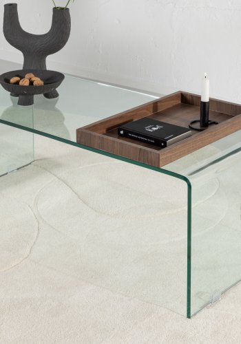 VENTURE DESIGN Telemark sofabord, m. trbakke, rektangulr - klar glas (110x50)