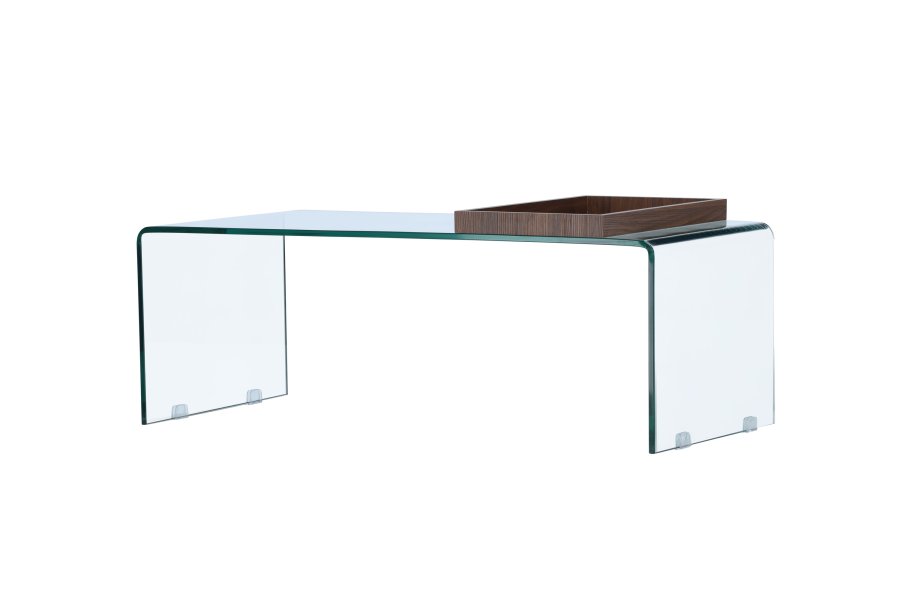 VENTURE DESIGN Telemark sofabord, m. trbakke, rektangulr - klar glas (110x50)
