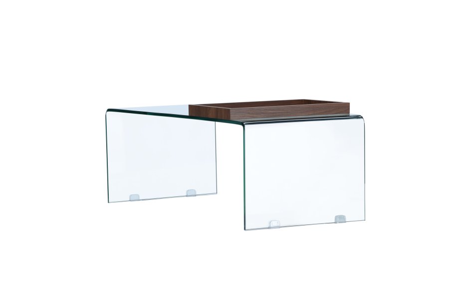 VENTURE DESIGN Telemark sofabord, m. trbakke, rektangulr - klar glas (110x50)