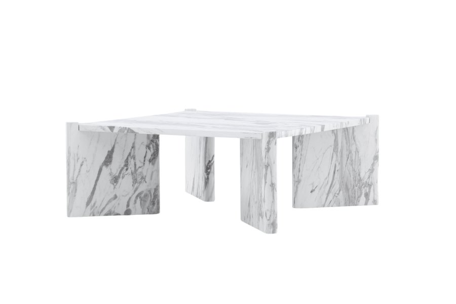 VENTURE DESIGN Rogaland sofabord, kvadratisk - hvid marmorlook MDF (100x100)