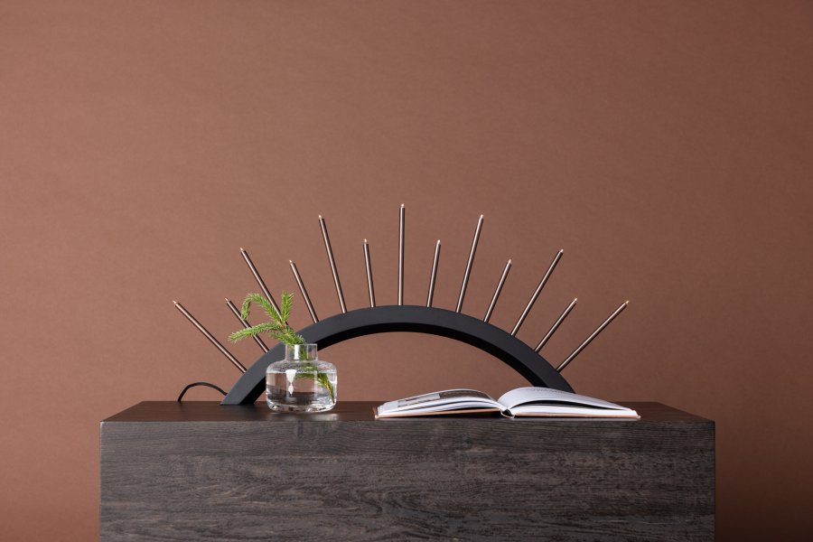 VENTURE DESIGN Björnrike bordlampe - kobber metal og sort MDF