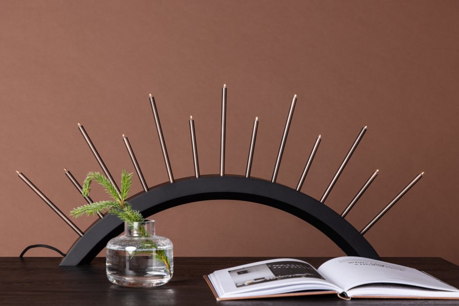 VENTURE DESIGN Björnrike bordlampe - kobber metal og sort MDF