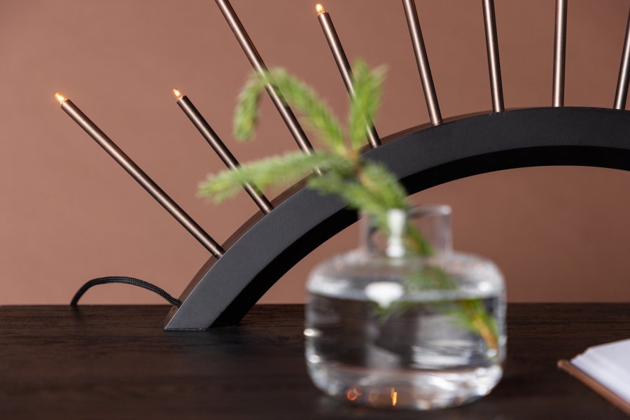 VENTURE DESIGN Björnrike bordlampe - kobber metal og sort MDF