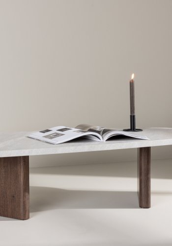 VENTURE DESIGN Grönvik sofabord - lysegr betonlook og mocca MDF (130x65)