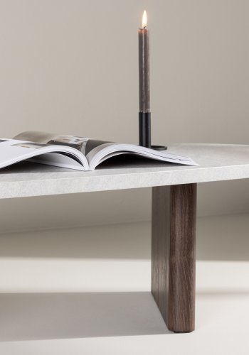 VENTURE DESIGN Grönvik sofabord - lysegr betonlook og mocca MDF (130x65)