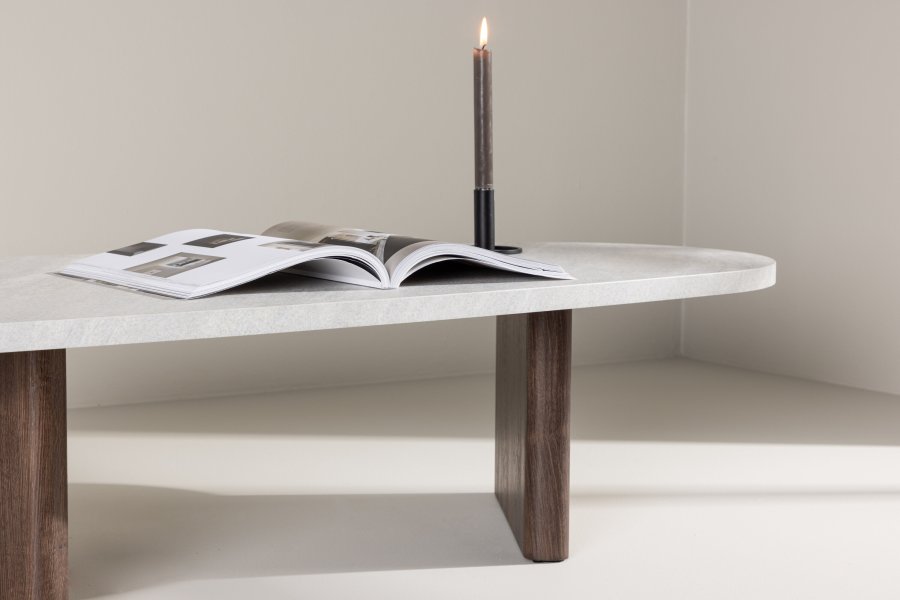 VENTURE DESIGN Grönvik sofabord - lysegr betonlook og mocca MDF (130x65)