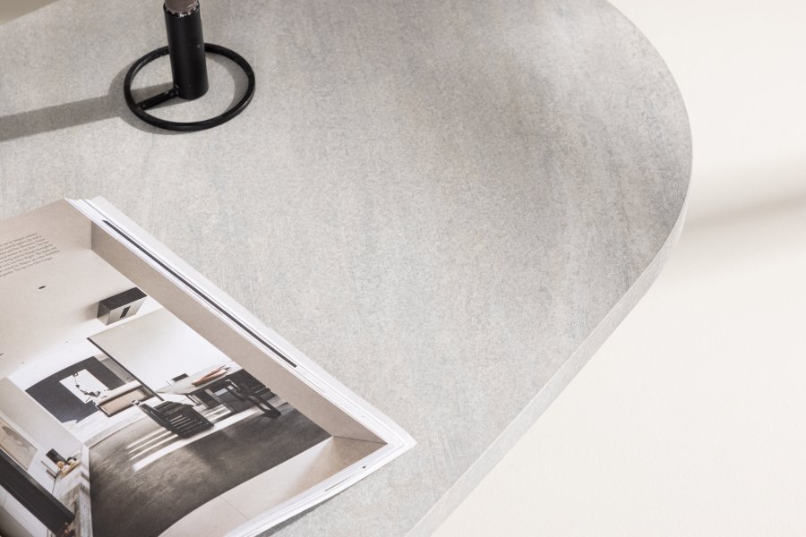 VENTURE DESIGN Grönvik sofabord - lysegr betonlook og mocca MDF (130x65)