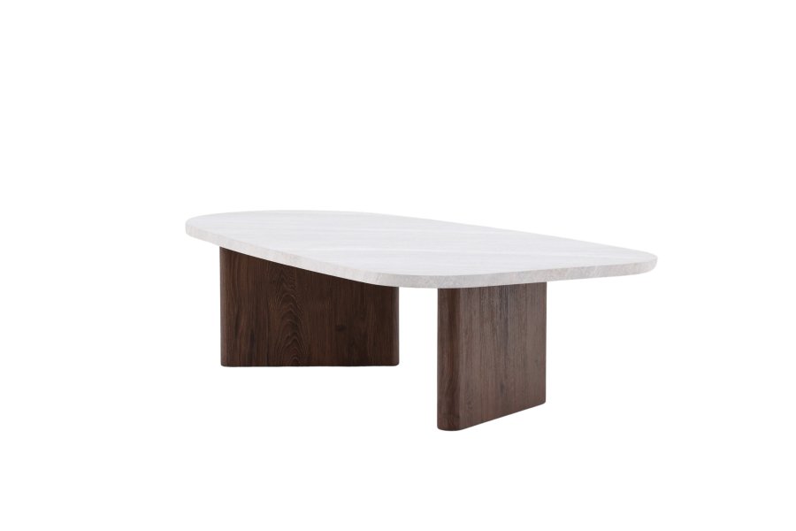 VENTURE DESIGN Grönvik sofabord - lysegr betonlook og mocca MDF (130x65)