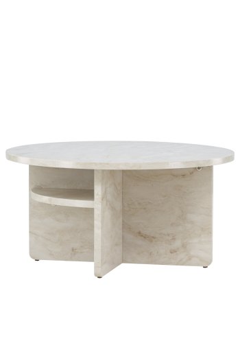 VENTURE DESIGN lesund sofabord, m. hylde, rund - beige marmor look MDF (85)