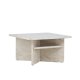 VENTURE DESIGN lesund sofabord, m. hylde, kvadratisk - beige marmor look MDF (75x75)