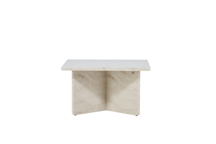 VENTURE DESIGN lesund sofabord, m. hylde, kvadratisk - beige marmor look MDF (75x75)